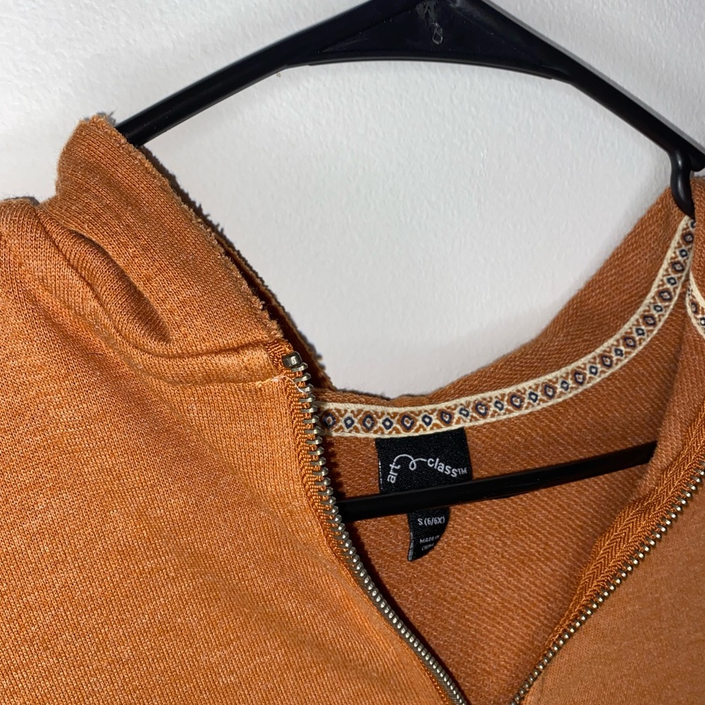 Boho cropped zip hoodie